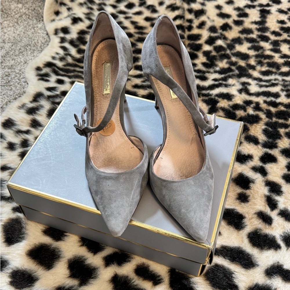 Louise et Cie gray suede d'Orsay ankle-strap pumps. 
Size 9
